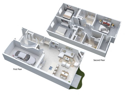 Floor plan for 3 beds, 2.5 baths, 1379 sqft